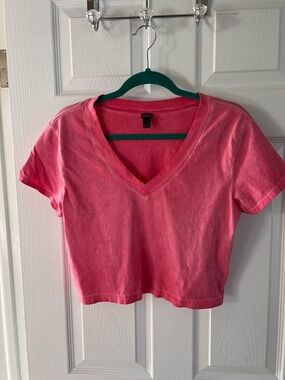 wild fable Coral Pink V-Neck Crop Tee